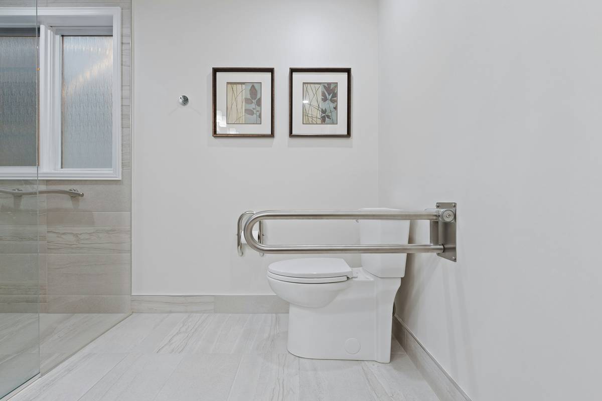 safe walk in tub with open door showing low threshold and grab bar